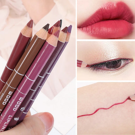 1PC Professional Wood Lip liner Pen Waterproof Lipstick Pencil Contour Matte Lady Charming Women's Makeup Long Lasting Cosmetic