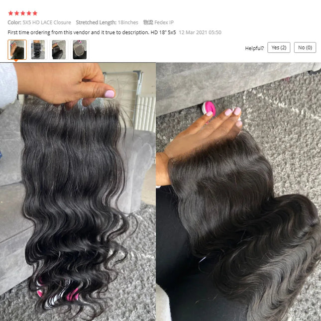 Invisible HD Lace Frontal Closure 5x5 Lace Closure Only Pre-plucked Body Wave Remy Human Hair Melt Skins HD Lace For Black Women