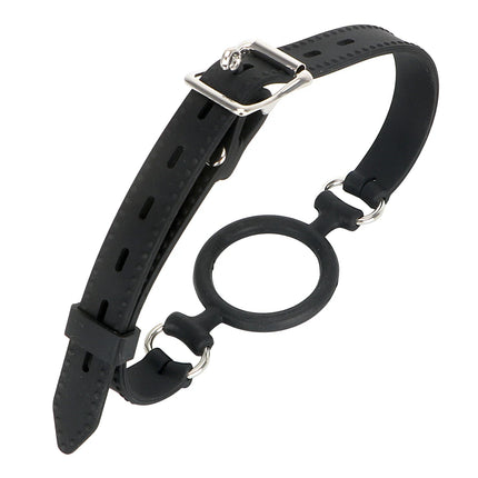 PU Leather Open Mouth Hood Mask,With Full Silicone O Ring Gag Strap,Fetish Slave Bondage Gimp,BDSM Sex Toy For Couple Adult Game