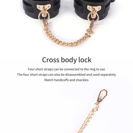 Luxury Genuine leather BDSM Kits Bed Bondage Set Restraint Handcuffs Collar Gag Erotic Sex Toys For Women Couples Adult Games
