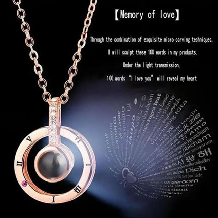 Letter Necklace 100 Languages I Love You Projection Pendant Necklace Women Jewelry Best Friends Collier Femme Bijoux Gifts