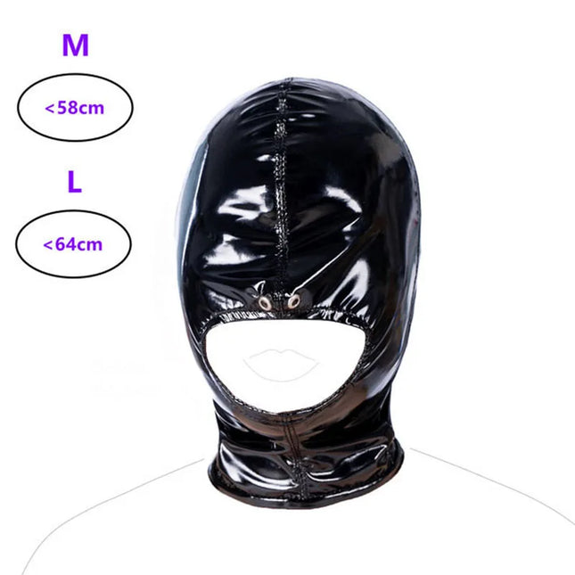 PU Leather Open Mouth Hood Mask with Full Silicone O-Ring Gag Strap, Fetish Slave Bondage Gimp, BDSM Sex Toy for Couples Adult Games