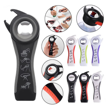 5 In 1 Multi-function Bottle Opener Stainless Steel  Can Bottle Open Plastic Jar Opener Beer Good Kitchen Tools For Bartender