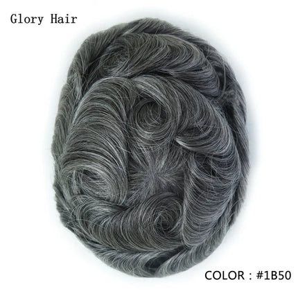 Gloryhair-Natural and Realistic Hair Prosthesis Male Toupee Wig 130% Density Hair Pieces Indian Human Men's Capillary Prosthesis