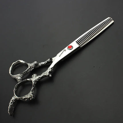 Sharonds 6/7/8 Silver Black Dragon Handle Hair Salon Hairdressing Scissors High Quality 440c Steel Professional Cutting Scissors