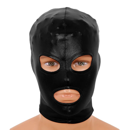 Women Mens Cosplay Face Mask Shiny Bronzing Cloth Open Mouth and Eye Glued Headgear Head Cover Couples Adult Products Sex Toys