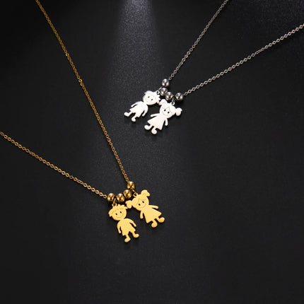 Personalized Boy Girl Necklace Custom Chain Name Mother Father Day Kid Family Gift For Women Men Stainless Steel Pendant Jewelry