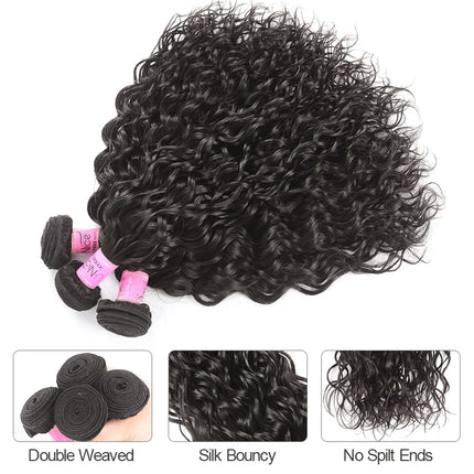 UNice Water Wave Bundles 1/3Pcs Natural Color 100% Human Hair Bundles Virgin Human Hair 100Grams Bundle Sew-in Hair Extensions