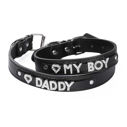 Punk Men Choker Necklace Neck Collar Gothic PU Leather Bondage Daddy Myboy Words Buckle Cosplay Chains Erotic Accessories
