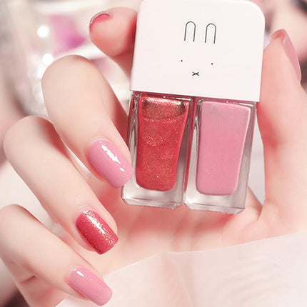 Manicure Water-based Bright Scrub Can Tear Gemini Nail Polish Two Bottles Set Twin Nail Polish Combination Glitter Nal Art Tools
