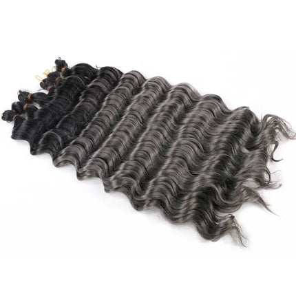 20“Deep Curly Synthetic Hair Deep Wave Bulk Crochet Braid Black Ombre Blue Brown Gray Green Purple Color Twist Braiding Hair