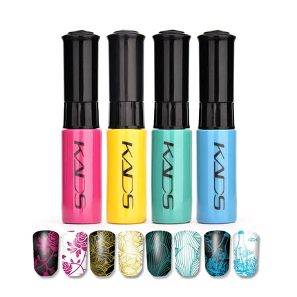 KADS 5/4 Pcs Stamping Varnish Set Nail Stamping Polish Kit Black Nail Art Polish Manicure Stamping Lacquer for Template Nails