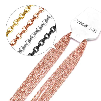 LUXUKISSKIDS 10pcs/lot 1/2mm Basic Batch Chain Rose Gold Color Necklaces Stainless Steel Chains For Women Wholesale DIY Jewelry