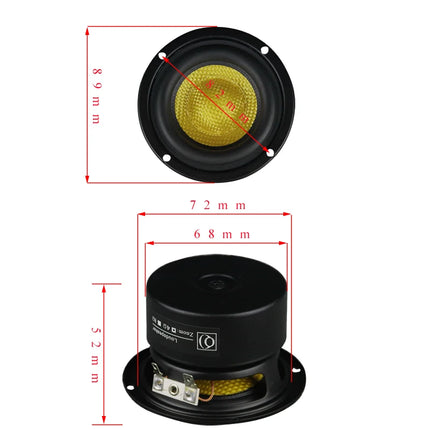 50W 4Ohm Subwoofer Speaker 3 Inch Deep Bass Loudspeaker Fiber Glass Super Subwoofer Loudspeaker Powerful Low Frequency DIY