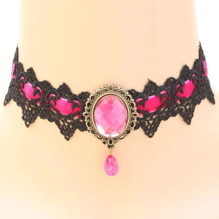 Sexy Necklace Rhinestone BDSM Bondage Lace Collar Bound Slave Restraints For Girl Women Cosplay Fetsih Erotic Wear Sex Toy