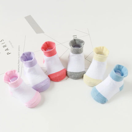 6 Pairs/lot 0 to 5 Years Anti-slip Non Skid Ankle Socks With Grips For Baby Toddler Kids Boys Girls All Seasons Cotton Socks