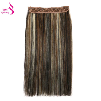 Real Beauty Single Clip In Hair With Adjustable Fish Wire Machine Made Human Hair Clip In Extensions Remy Hair