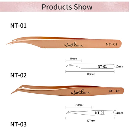 New Professional Fiber Tip Tweezers Rose Gold Lashes Tweezers Stainless Steel Eyelash Extension Tweezers Makeup Tools