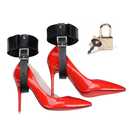 Leather High Heels Strap Exotic Toys Sex Game Fixed Ankle and Shoes with Lock Bdsm Sex for Woman Erotic Restraint Bondage Belt