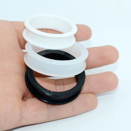 1Pair 3mm-76mm Big Size Hollow Black Silicone Flexible Double Flared Flesh Ear Tunnel Plugs Gauge Expander Stretchers Jewelry