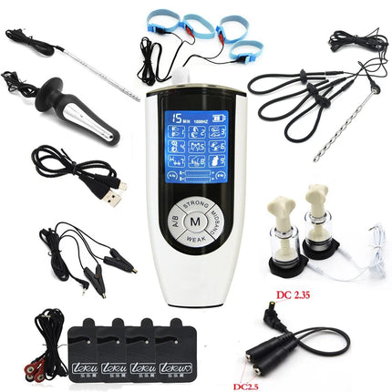 Strong BDSM Electric Shock Anal Vaginal Plug E-Stim Penis Ring Urethral Dilator Massage Gloves Nipple Clamps Sex Therapy Toy Kit