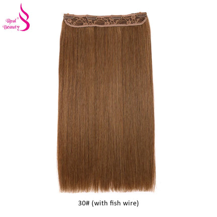 Real Beauty Single Clip In Hair With Adjustable Fish Wire Machine Made Human Hair Clip In Extensions Remy Hair