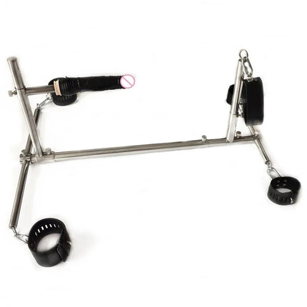 Unisex Stainless Steel BDSM Bondage Set Big Dildo Leather Handcuffs Wrist Cuffs Neck Collar Slaves Devices Sex Toys for Women 18