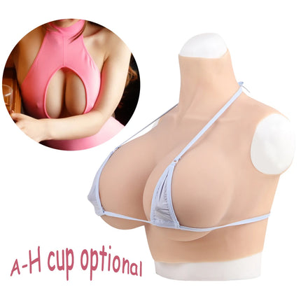 A-HCup Realistic Silicone Fake Chest Water Drop Breasts Form Cosplay Boobs for Drag Queen Sissy Crossdresser Transgender Shemale