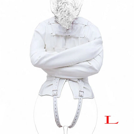 BDSM Leather Lingerie Straitjacket with Crotch Strap,SM Games Bondage Straight Jacket Harness,Slave Role Gimp Costumes Sextoys