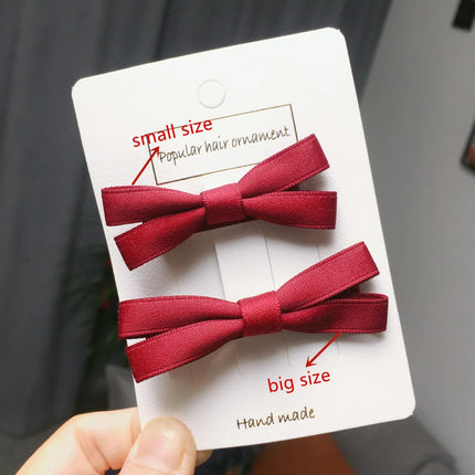 2Pcs/Set Hair Bow Clips For Girls Baby Kawaii Barrettes Cute Hair Accessories Kids Colored Ribbon Hairpins Children Hairgrip Hot