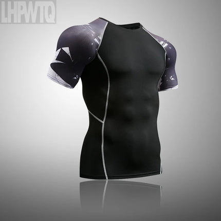 Men's Running Tights T-Shirt Compressed shirt Short sleeve t-shirt Top for fitness MMA rashguard Men Outdoor Sports track suit