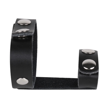 Harness Men Adjustable Genuine Leather Two-ring Penis Testicle Cage Cock Ring Erection Enhancing Exotic Harness Belt Rings