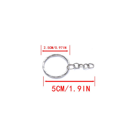 Silver Plated Metal Blank Keyring Keychain Charms Split Ring Keyfob Key Holder Link Rings Women Men DIY Key Chains Accessories