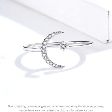 WOSTU Real 925 Sterling Silver Open Ring Finger Adjustable Size Wedding Rings For Women Engagement Fashion Silver Jewelry Gift