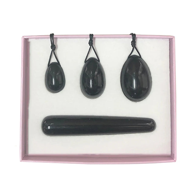 Obsidian Yoni Egg Massage Ball Set Natural Stone Jade Eggs Women Vaginal Kegel Massager Vaginal Muscle Tighten Yoni Massage Wand
