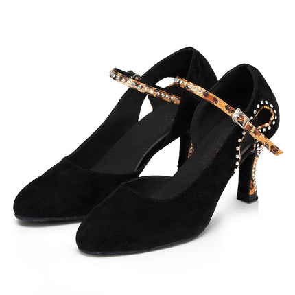Latin Shoes Salsa Tango Sports Shoes Wedding Shoes Closed Toe Rhinestones Modern High Heels Blue Black