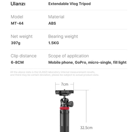 Ulanzi MT-44 1.46M Extend Selfie Stick Tripods Tripod With phone Clamp For Cameras Cellphone Samsung iPhone Huawei Xiaomi Stand