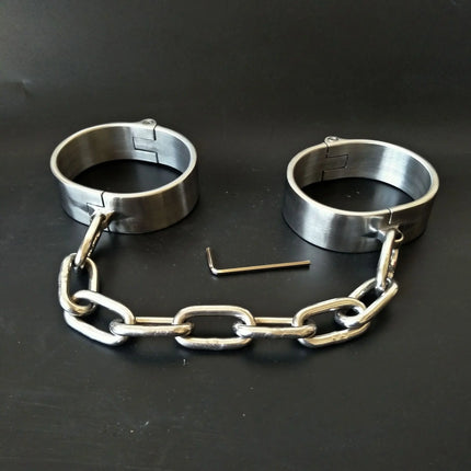 Stainless Steel Handcuff Slave Restraints Set Bondage Collar Ankle Cuffs BDSM Bondage Restraint Sex Toys for Women Man Couples