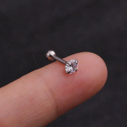 1PC Gold/Silver Color New Design Cz Curved Bar Cartilage Earring Conch Piercing Helix Stud Ear Piercing Jewelry