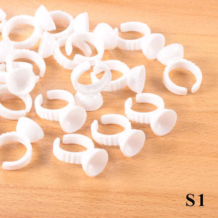 50/100Pcs Disposable Glue Ring Cup For Lashes Fan Tattoo Pigment Holder Eyelash Extension Container Glue Holder Makeup Supplies