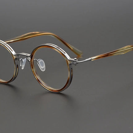 Top Quality Retro Round Glasses Frame Japanese Handmade Titanium Ultralight Men Eyeglasses Women Eyewear Acetate Korean Fashion