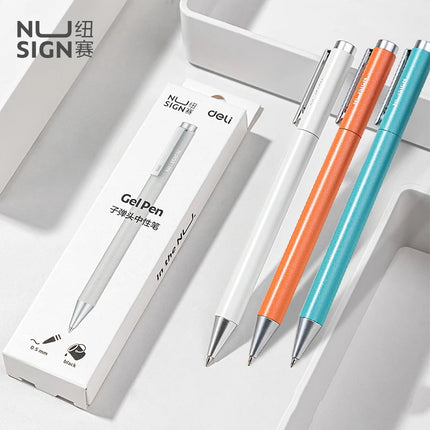 Deli Metal Gel Pen Rollerball Caneta ручка Ballpoint 0.5MM Signing Pens for Office Students Business Stationary Supplies