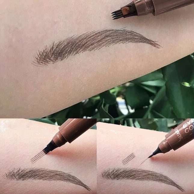 4D Microblading Eyebrow Pen 4 Forks Tip Eyebrow Tattoo Pencil Long Lasting Fine Sketch Liquid Eye Brow Makeup