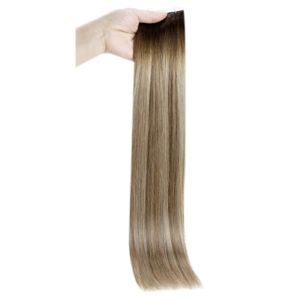 Full Shine Natural Hair Tape in Extensions 100% Remy Human Hair Ombre 40pcs 100g Balayage Seamless Blonde Glue On Hair For Woman