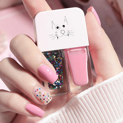 Manicure Water-based Bright Scrub Can Tear Gemini Nail Polish Two Bottles Set Twin Nail Polish Combination Glitter Nal Art Tools