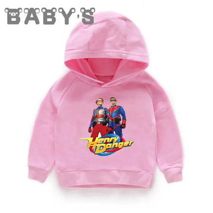 Henry Danger Funny TV Shows Kids Sweatshirts Children Casual Hooded Hoodies Baby Pullover Tops Girls Boys Autumn Clothes,KMT2308