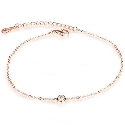 Lokaer Cubic Zirconia Anklet Foot Jewelry Rose Gold Color Anklet Bracelet Leg Chain Stainless Steel Anklets Women Jewelry A19034