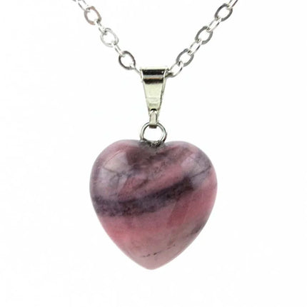 KFT Natural Rose Crystal Quartz Stone Heart Love Pendant Healing Amethyst Aquamarine Chakra Reiki Necklace Mother's Day Gifts