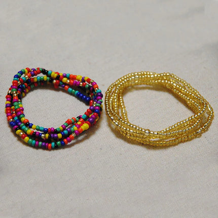 2 Pcs Sexy Summer Waist Bead Chains African Belly Beads Colorful Beach Bikini Body Belly Chain Elastic Jewelry for Women Girls