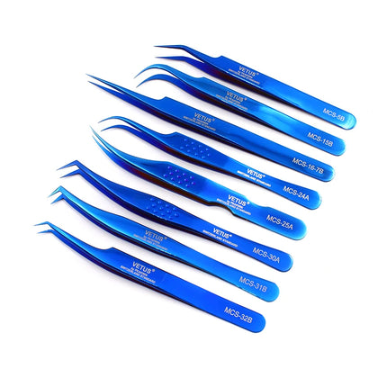 1pcs Vetus MCS Series Blue/Gold/Colorful Russian Volume Bloom Eyelash Extension Tweezers Stainless Precision Lash Tweezers Tools